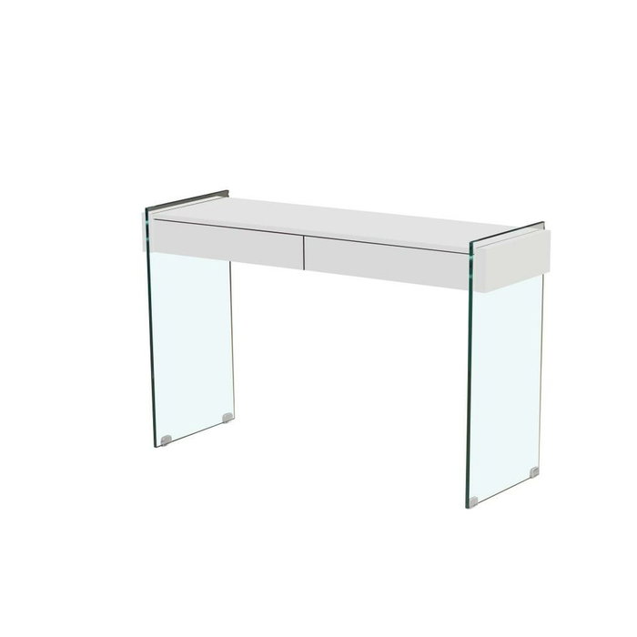 DKD Home Decor Consola Moderna de 2 Cajones, Blanco y Transparente