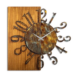 Wallity Reloj de Pared Decorativo de Madera 7-A, 58 cm, Madera y Metal, Pintado a Mano