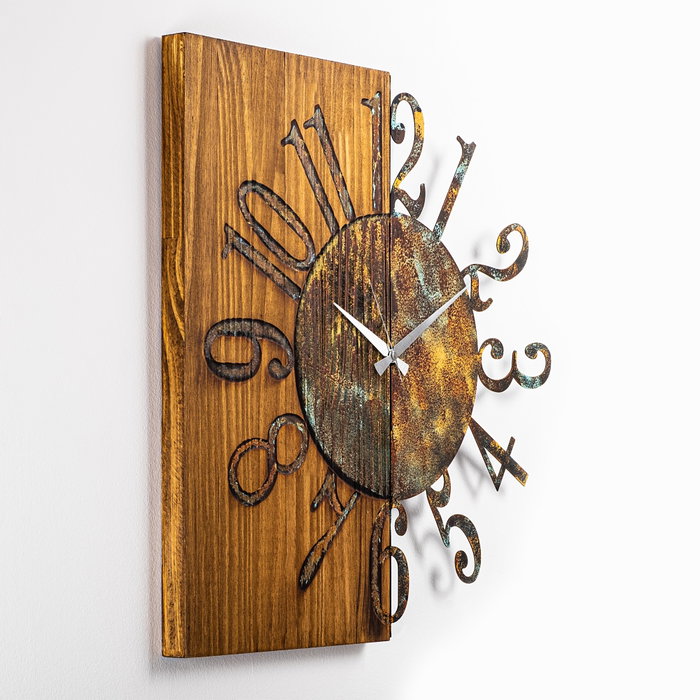 Wallity Reloj de Pared Decorativo de Madera 7-A, 58 cm, Madera y Metal, Pintado a Mano