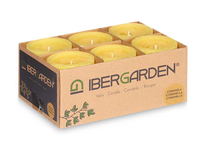 Ibergarden Vela Taco Citronela 7x9x7 cm Amarillo Cera (Set de 24)