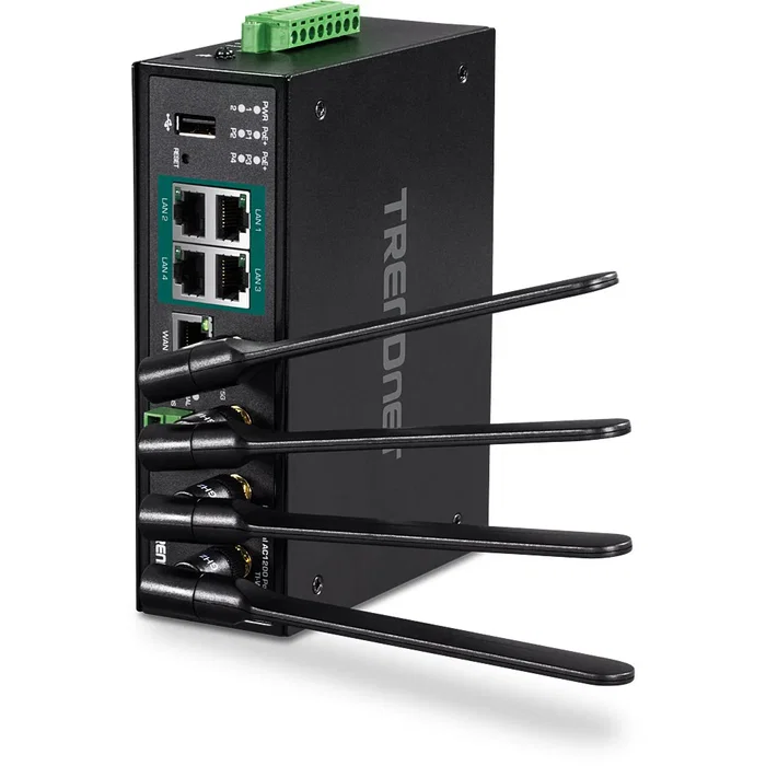 TRENDNET Router Industrial TI-WP100 AC1200 Dual Band (2.4 GHz/5 GHz) Gigabit Ethernet con 4 Puertos PoE+, Negro TRENDNET Router Industrial TI-WP100 AC1200 Dual Band (2.4 GHz/5 GHz) Gigabit Ethernet con 4 Puertos PoE+, Negro