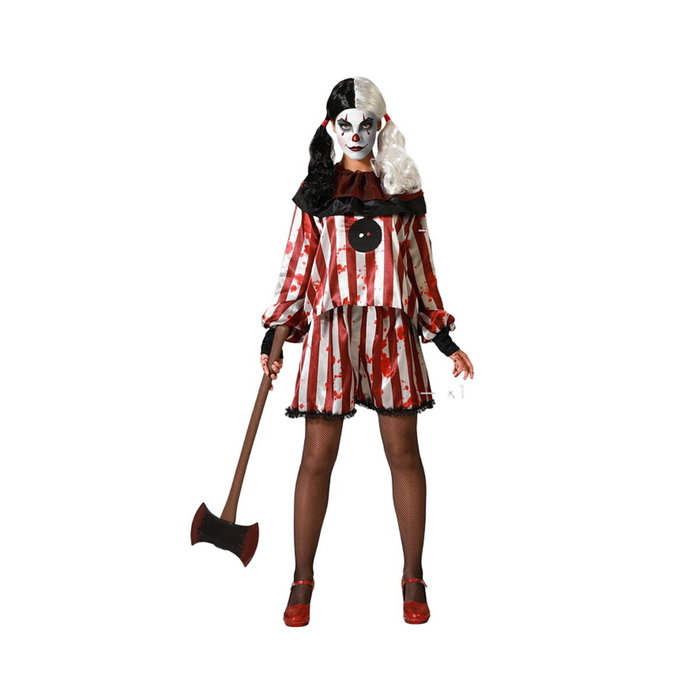 Disfraz Payasa Roja con Camiseta y Pantalón para Mujer Adulto Halloween XS-S