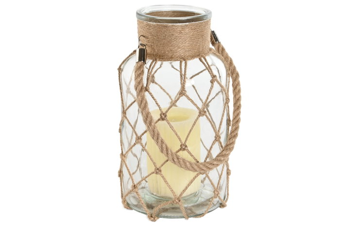 DKD Home Decor Portavela Mediterraneo Natural Cristal y Cuerda 6 Unidades 15.5 x 26 x 15.5 cm DKD Home Decor Portavela Mediterraneo Natural Cristal y Cuerda 6 Unidades 15.5 x 26 x 15.5 cm