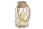 DKD Home Decor Portavela Mediterraneo Natural Cristal y Cuerda 6 Unidades 15.5 x 26 x 15.5 cm