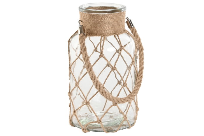 DKD Home Decor Portavela Mediterraneo Natural Cristal y Cuerda 6 Unidades 15.5 x 26 x 15.5 cm DKD Home Decor Portavela Mediterraneo Natural Cristal y Cuerda 6 Unidades 15.5 x 26 x 15.5 cm