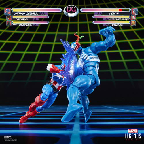 Hasbro Marvel Legends Gamerverse - Pack 2 Figuras Captain America vs Venom con 8 Accesorios, 15 cm, 20+ Puntos de Articulación, Caja Retro