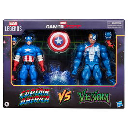 Hasbro Marvel Legends Series Gameverse Blister 2 Figuras Capitán América y Venom 15cm Articuladas con Accesorios