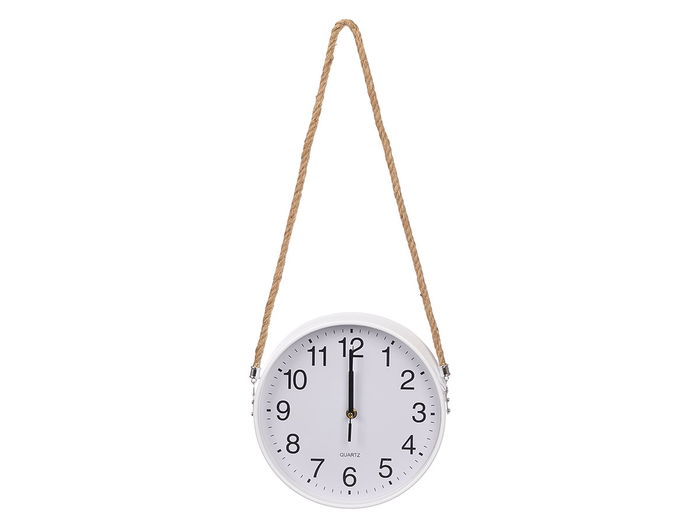 Giftdecor Reloj de Pared con Cuerda para Colgar, Blanco, 25 cm (Set de 12)