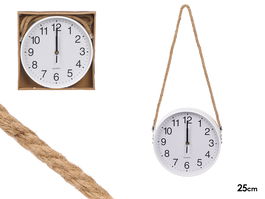 Giftdecor Reloj de Pared con Cuerda para Colgar, Blanco, 25 cm (Set de 12)