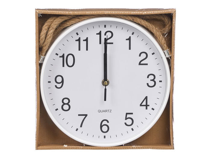 Giftdecor Reloj de Pared con Cuerda para Colgar, Blanco, 25 cm (Set de 12)