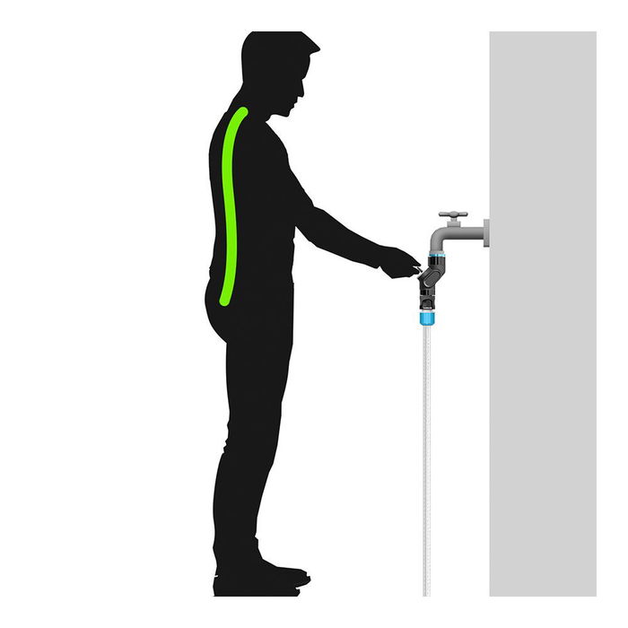 Cellfast Distribuidor de 2 Vías con Válvulas para Grifo de Rosca Energo 6 Bar, ½ pulg - ¾ pulg y 1 pulg, Blíster