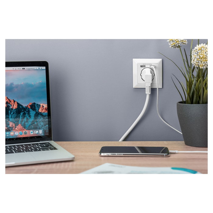 Digitus Enchufe de Pared con 2 Puertos USB A, Blanco, 250V, 2.1A - Para Tomacorriente Empotrado