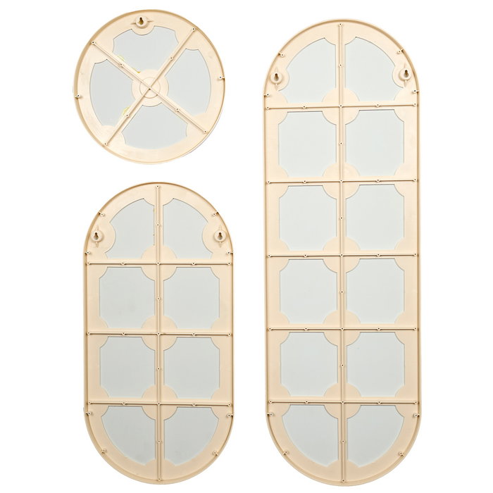 Home Deco Factory Espejos Decorativos - Colección Terra Nova - Juego de 3 Espejos en Marco Beige, 53x2.5 cm; h.76.5 cm