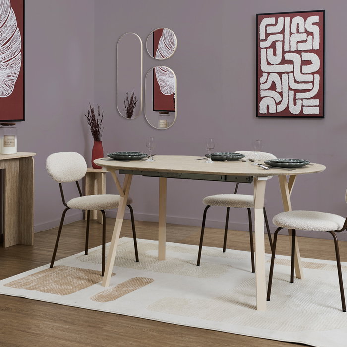 Home Deco Factory Espejos Decorativos - Colección Terra Nova - Juego de 3 Espejos en Marco Beige, 53x2.5 cm; h.76.5 cm