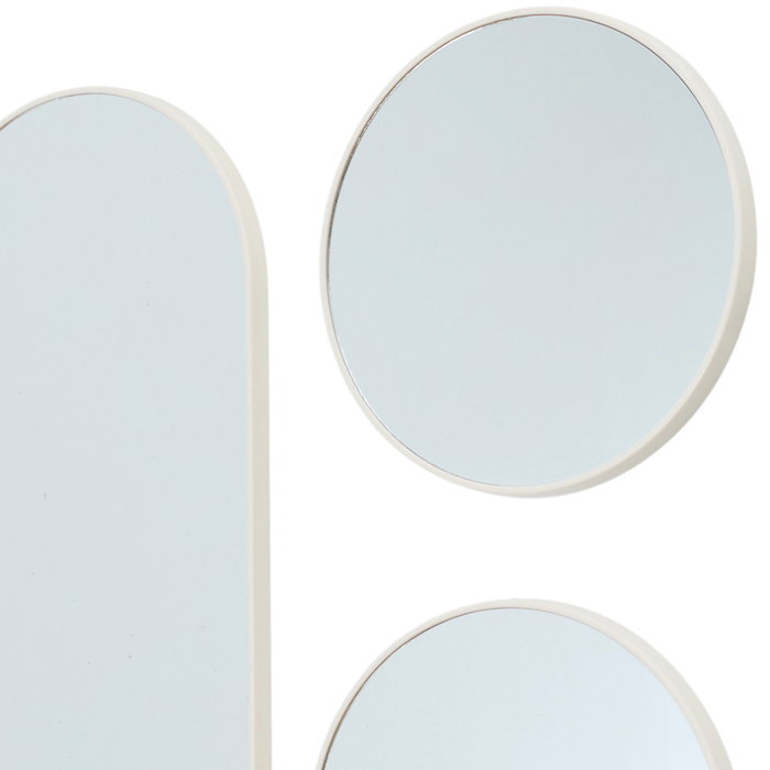 Home Deco Factory Espejos Decorativos - Colección Terra Nova - Juego de 3 Espejos en Marco Beige, 53x2.5 cm; h.76.5 cm