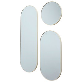 Home Deco Factory Espejos Decorativos - Colección Terra Nova - Juego de 3 Espejos en Marco Beige, 53x2.5 cm; h.76.5 cm