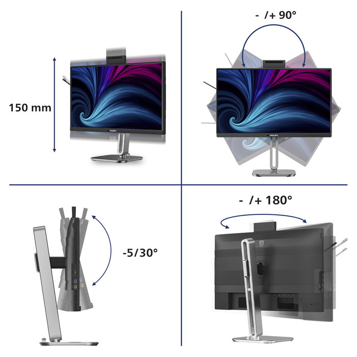 Philips 24B2U4301H/00 Monitor de 23.8 pulg. Full HD IPS 120 Hz Gris
