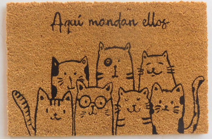 DKD Home Decor Felpudo Fibra Coco Goma Gatos Surtido 2 Unidades