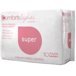 COTTONS Compresa Súper Incontinencia 100% Algodón Hipoalergénico Alta Absorción 10 Unidades
