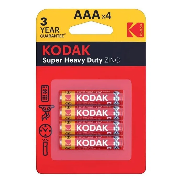 Kodak Pilas Salinas AAA EHD LR3 Extra Heavy Duty Blister Pack 4 Unidades para Mandos a Distancia y Relojes