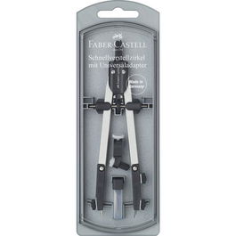 Faber Castell Compás Articulado de Ajuste Rápido con Adaptador Universal, 17 cm + Accesorios