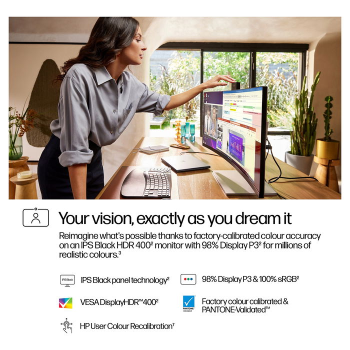 HP S7 PRO 734PM - Monitor Curvo 34 Pulgadas 21:9, UltraWide, USB-C, 3440 x 1440, 100Hz, AMD FreeSync, IPS