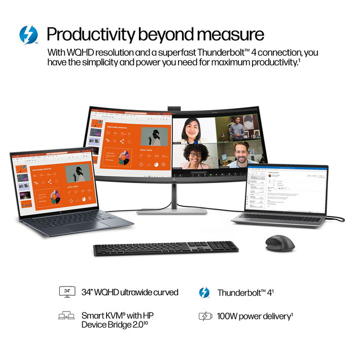 HP S7 PRO 734PM - Monitor Curvo 34 Pulgadas 21:9, UltraWide, USB-C, 3440 x 1440, 100Hz, AMD FreeSync, IPS