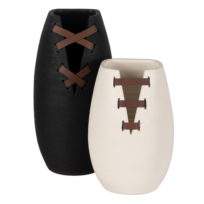 Jarrón Negro Cerámica Decoración 20 X 20 X 41 cm