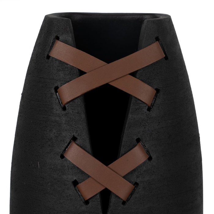 Jarrón Negro Cerámica Decoración 20 X 20 X 41 cm