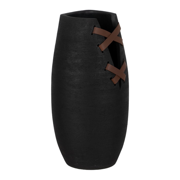 Jarrón Negro Cerámica Decoración 20 X 20 X 41 cm
