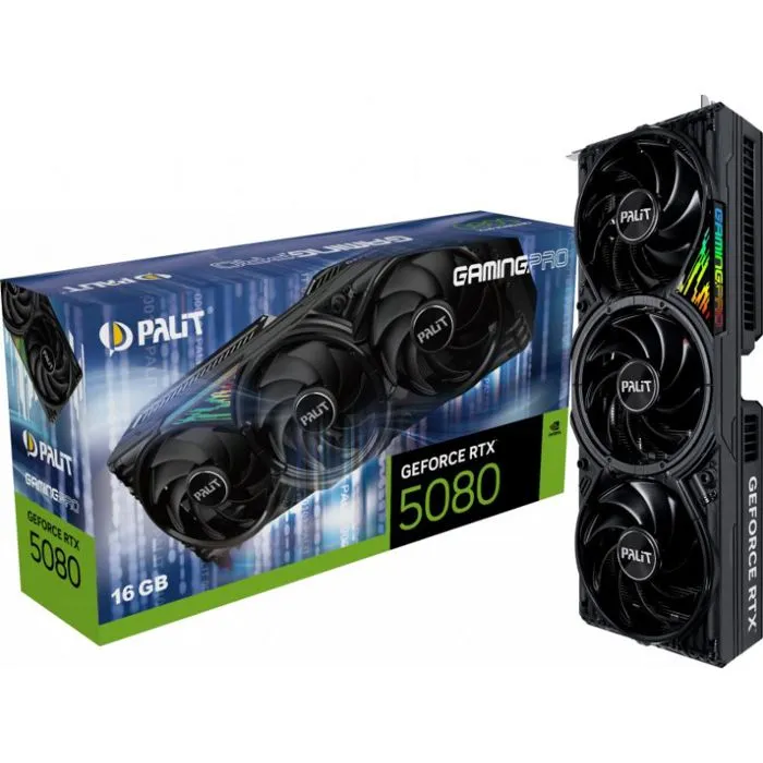 Palit GeForce RTX 5080 GamingPro 16GB GDDR7 256-bit 3 Ventiladores PCIe 5.0 Tarjeta Gráfica para Gaming
