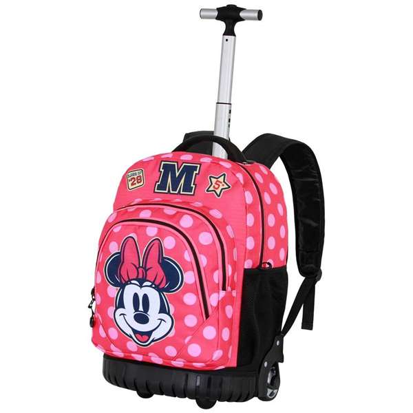 Karactermania Mochila Trolley GTS FAN Minnie Mouse Class, Infantil, 47x32x25cm, Rosa, Poliéster, 2 Ruedas, Tirador Telescópico