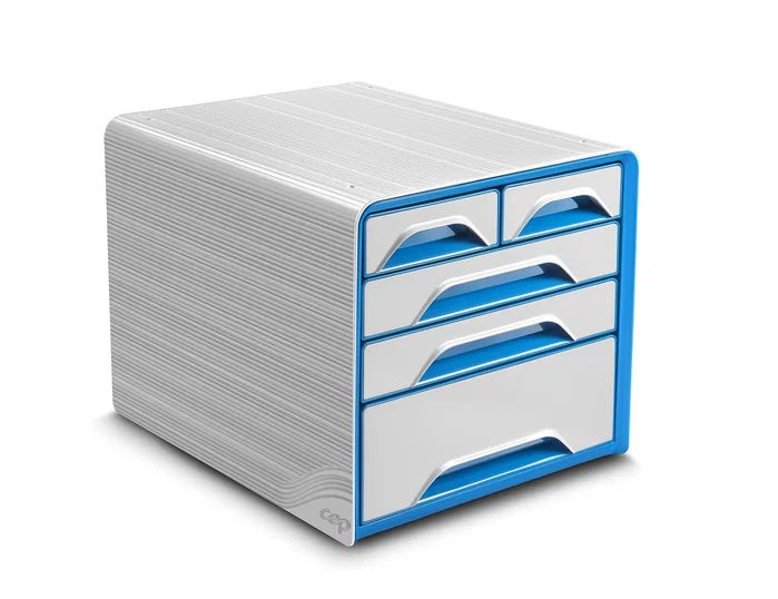 Cep Fichero de sobremesa de 5 cajones mixtos blanco/azul
