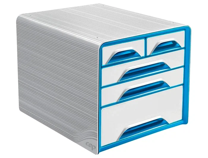 Cep Fichero 5 Cajones Mixtos Blanco/Azul 360x288x270 mm