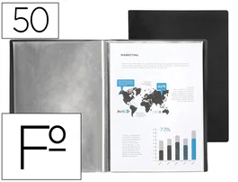 Liderpapel Carpeta con 50 Fundas Plástico Tamaño Folio Negro