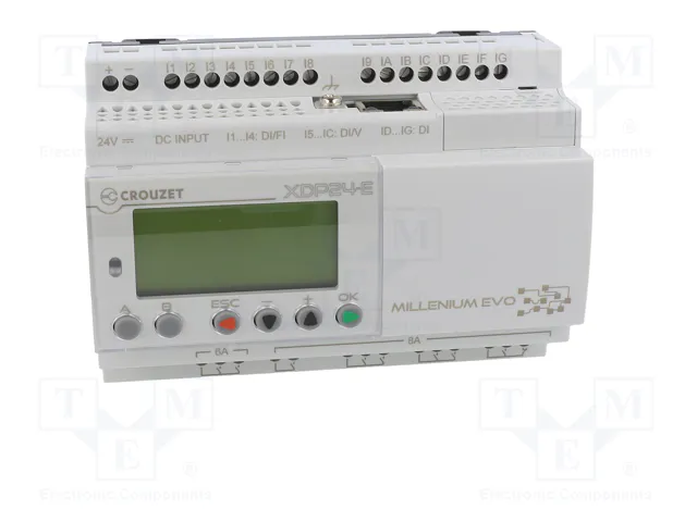 CROUZET Millenium Evo Relé Programable 24V DC 16 Entradas 8 Salidas