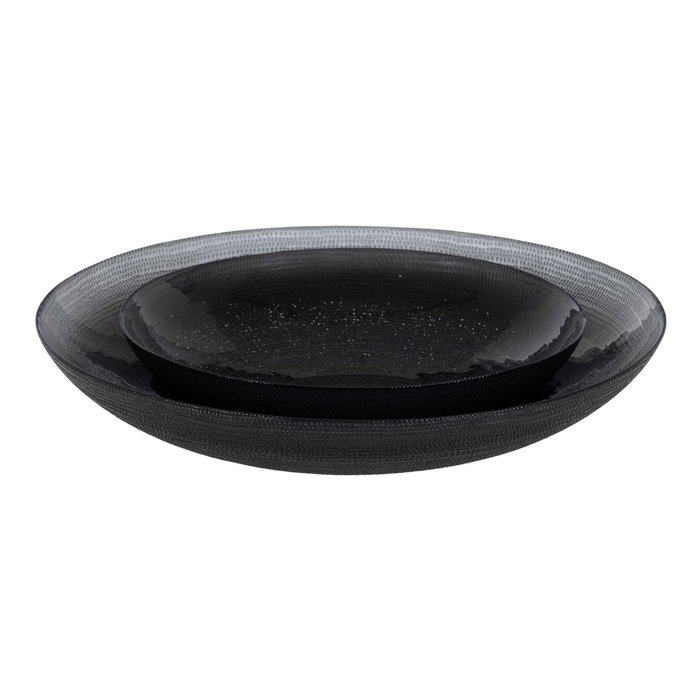 Centro Mesa Negro Cristal Decoración 39,50 X 39,50 X 7,50 cm