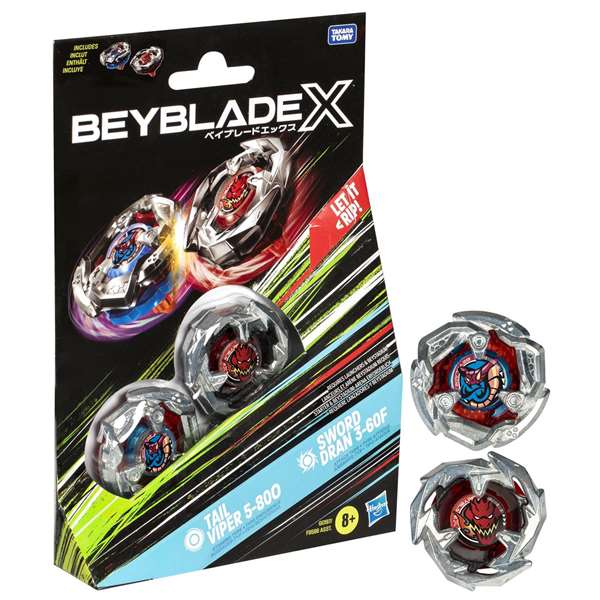 Beyblade Beyblade x surtido pack de 2 - Pack de 2 Beyblades X, modelos surtidos, idiomas: inglés, neerlandés, francés, español