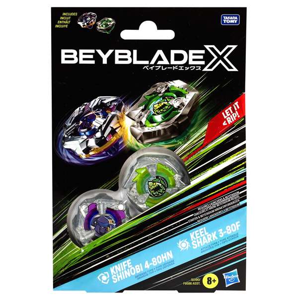 Beyblade Beyblade x surtido pack de 2 - Pack de 2 Beyblades X, modelos surtidos, idiomas: inglés, neerlandés, francés, español