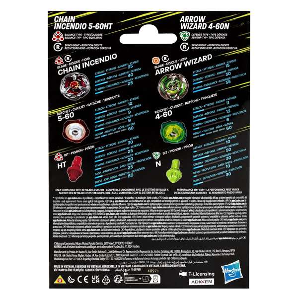 Beyblade Beyblade x surtido pack de 2 - Pack de 2 Beyblades X, modelos surtidos, idiomas: inglés, neerlandés, francés, español