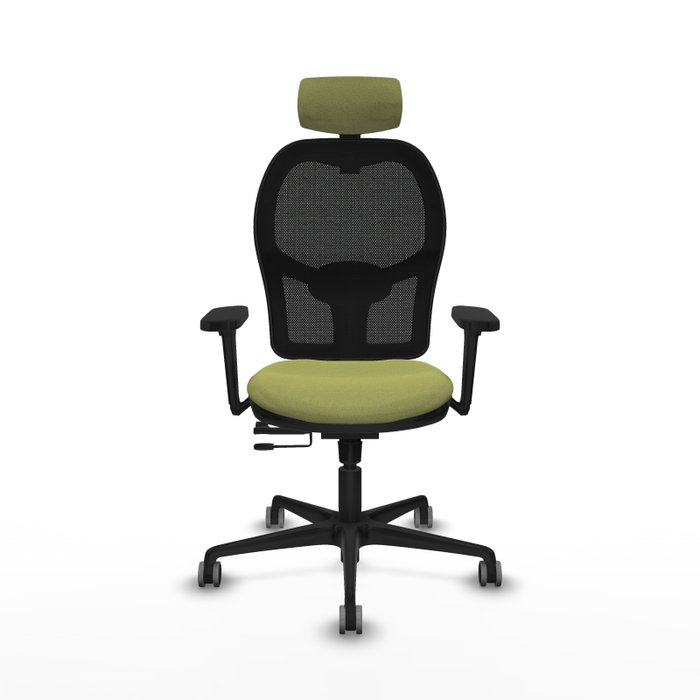 PIQUERAS Y CRESPO Silla de oficina Jorquera con mecanismo Sincro/Traslack, Verde oliva y Negro
