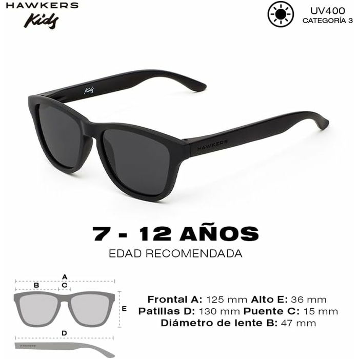 Hawkers Gafas de Sol ONE KIDS DARK para Niños, Cuadradas, Negro, Montura Nylon, UV400