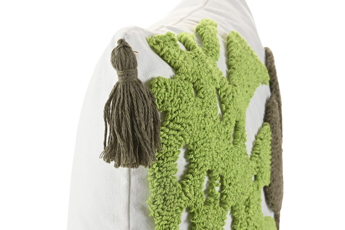DKD Home Decor Cojín de Poliéster 45x45 cm con Aplicaciones Blanco y Verde, Pack de 2