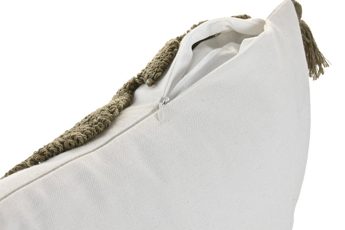 DKD Home Decor Cojín de Poliéster 45x45 cm con Aplicaciones Blanco y Verde, Pack de 2