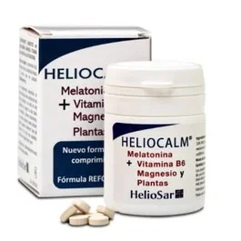 HELIOSAR Heliocalm 30 Comprimidos. Melatonina, Magnesio, Vitamina B6 y Pasiflora para Conciliar el Sueño y Jet Lag