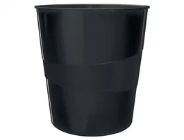 Leitz Papelera de Plástico WOW, Color Negro, 15 Litros