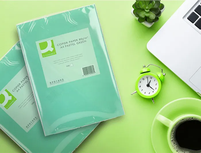 Q-connect Papel Color DIN A4 80 gr Verde Paquete de 500 Hojas