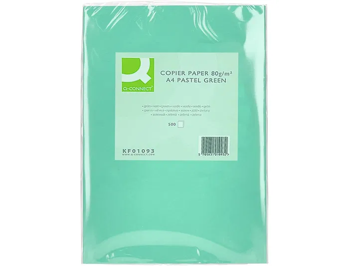 Q-connect Papel Color DIN A4 80 gr Verde Paquete de 500 Hojas