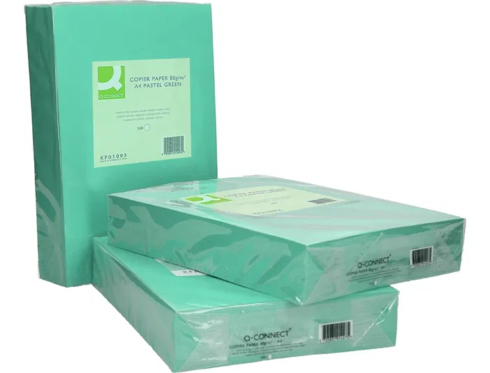 Q-connect Papel Color DIN A4 80 gr Verde Paquete de 500 Hojas