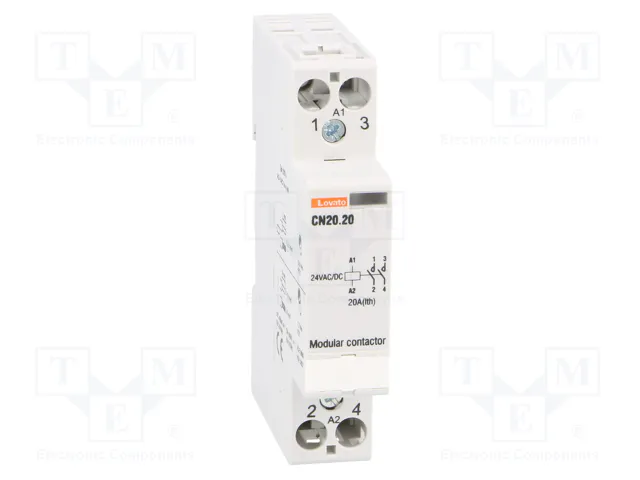 LOVATO ELECTRIC Contactor CN20 2-polar 20A 24VAC/24VDC LOVATO ELECTRIC Contactor CN20 2-polar 20A 24VAC/24VDC